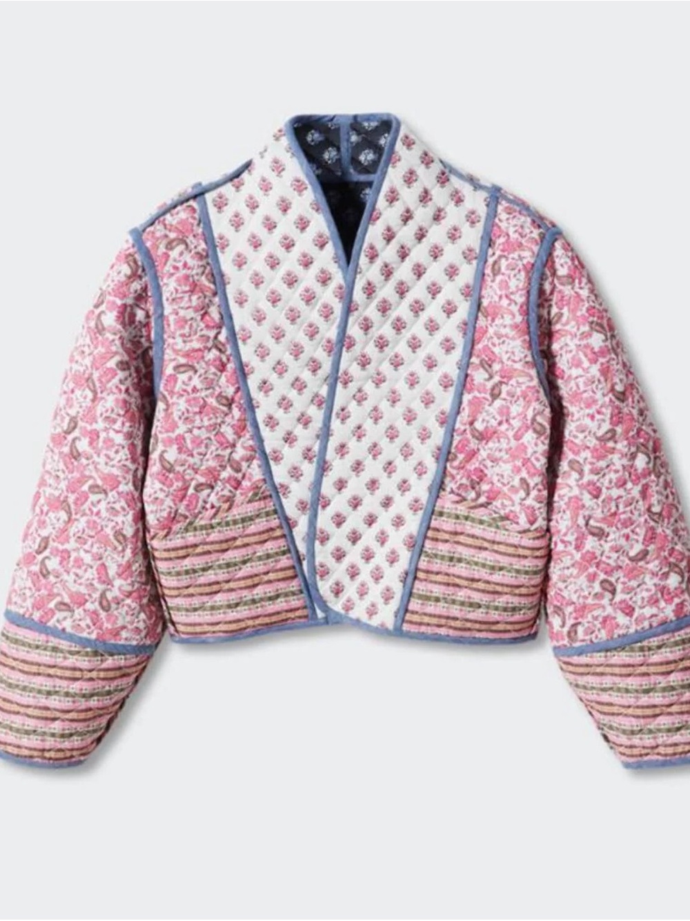 Women’s Reversible Floral Patchwork Quilted Jacket Puffer Crop Bohemian Paisley - Picture 9 of 14